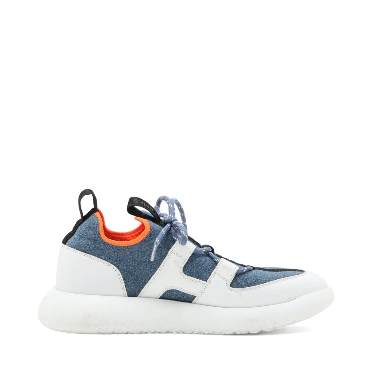 Hermes Duel Knit × Leather Sneakers Blue x White