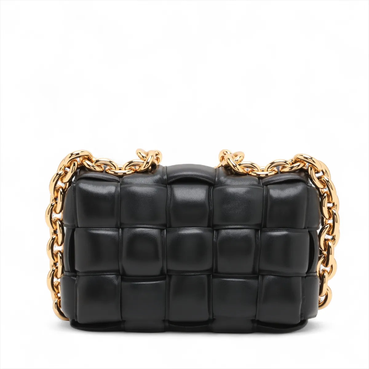 Bottega Veneta Maxi Intrecciato Padded Cassette Leather Chain Shoulder Bag Black