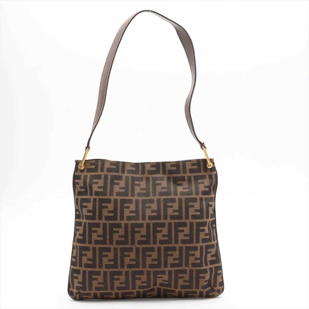 Fendi Zucca Canvas Leather Shoulder Bag Brown
