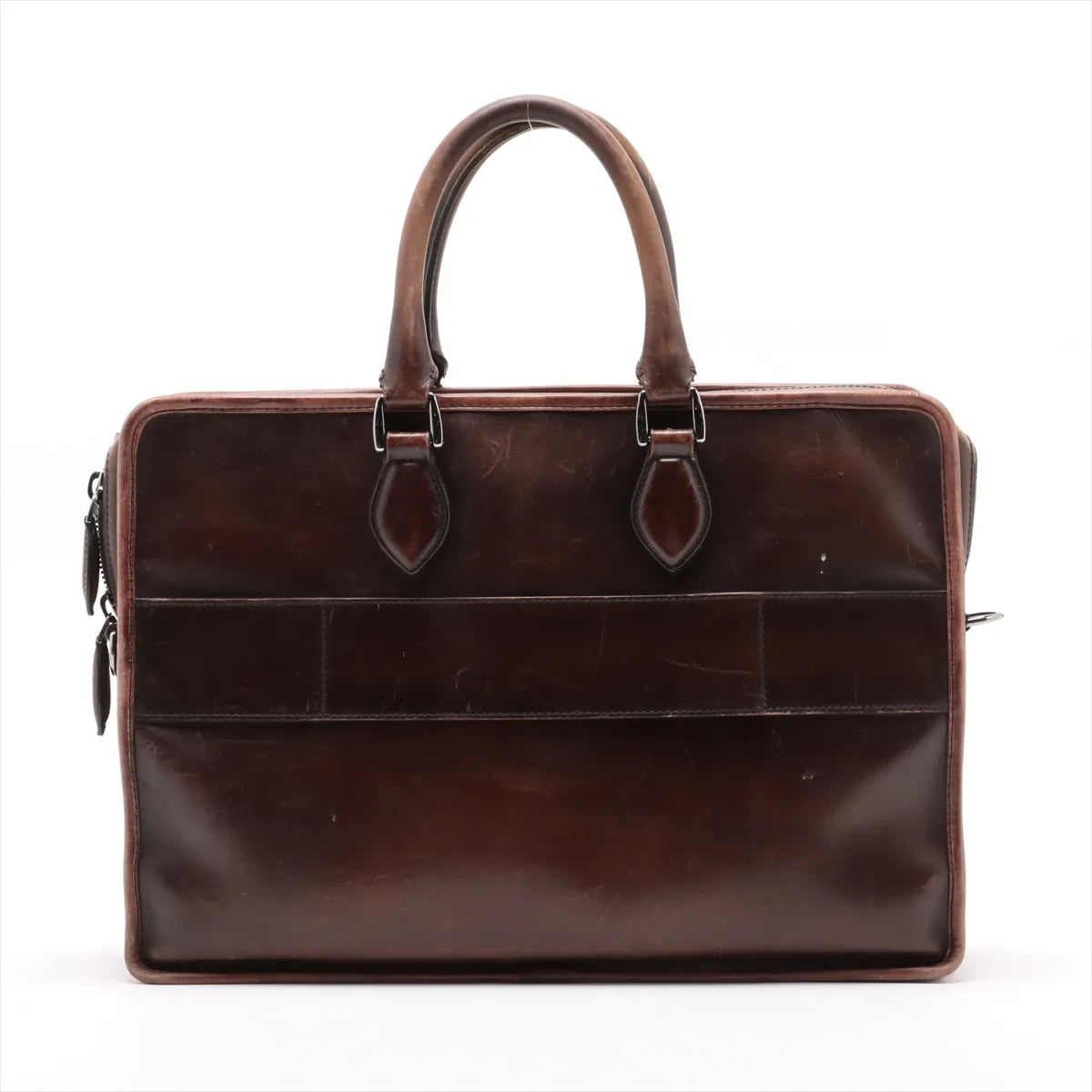 Berluti Calligraphy Leather Business Bag Brown