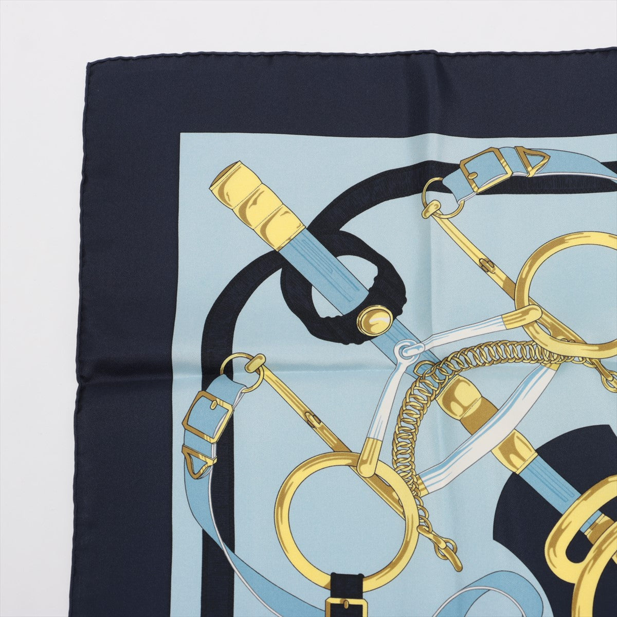 Hermès Eperon d'or Golden Spur Scarf  Navy Blue