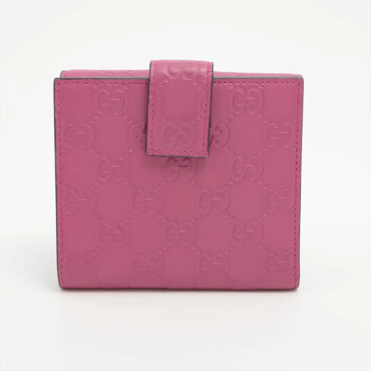Gucci Guccissima Ribbon Leather Compact Wallet Pink