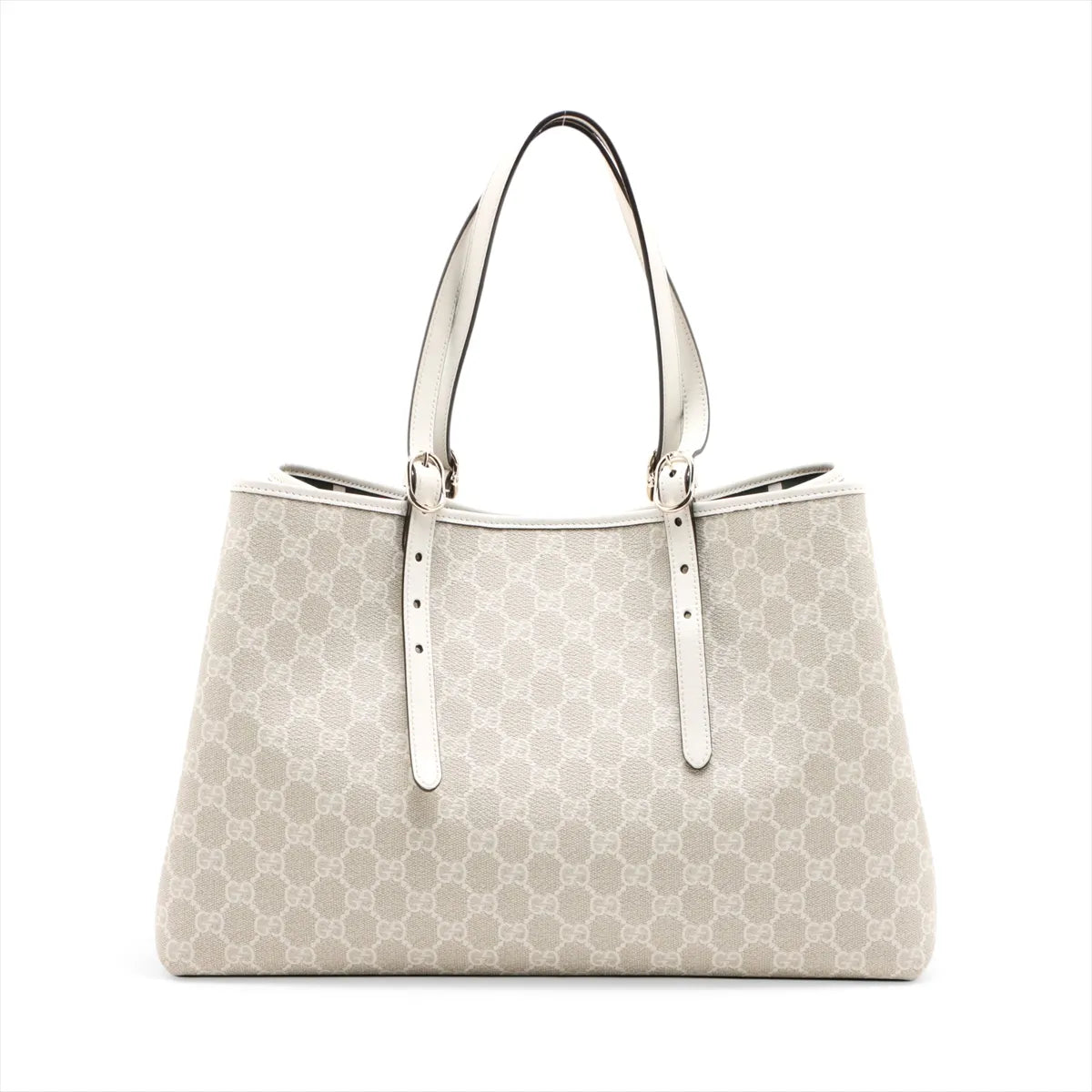 Gucci GG Logo Leather Tote Bag Beige