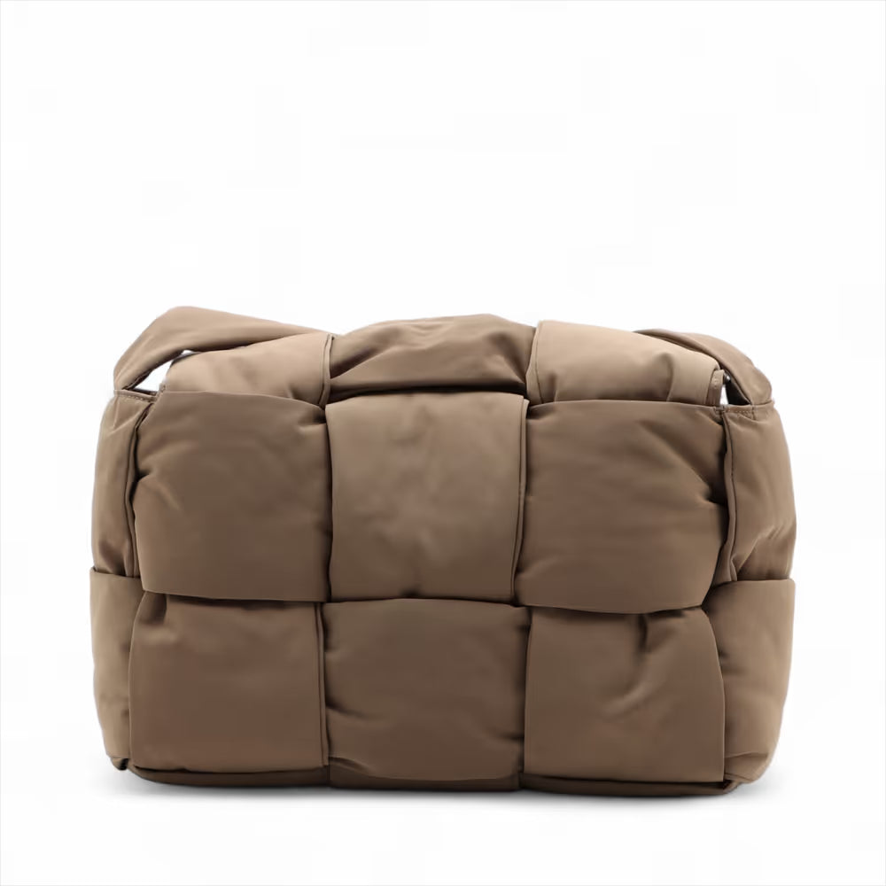 Bottega Veneta Maxi Intrecciato Padded Cassette Nylon Shoulder Bag Khaki