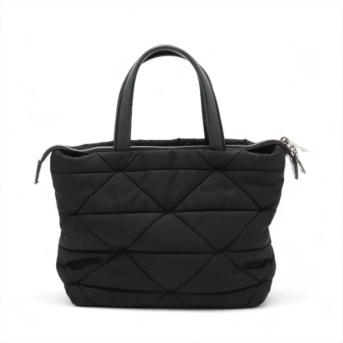 Prada Tessuto Matelasse Nylon Leather Two-Way Tote Handbag Black