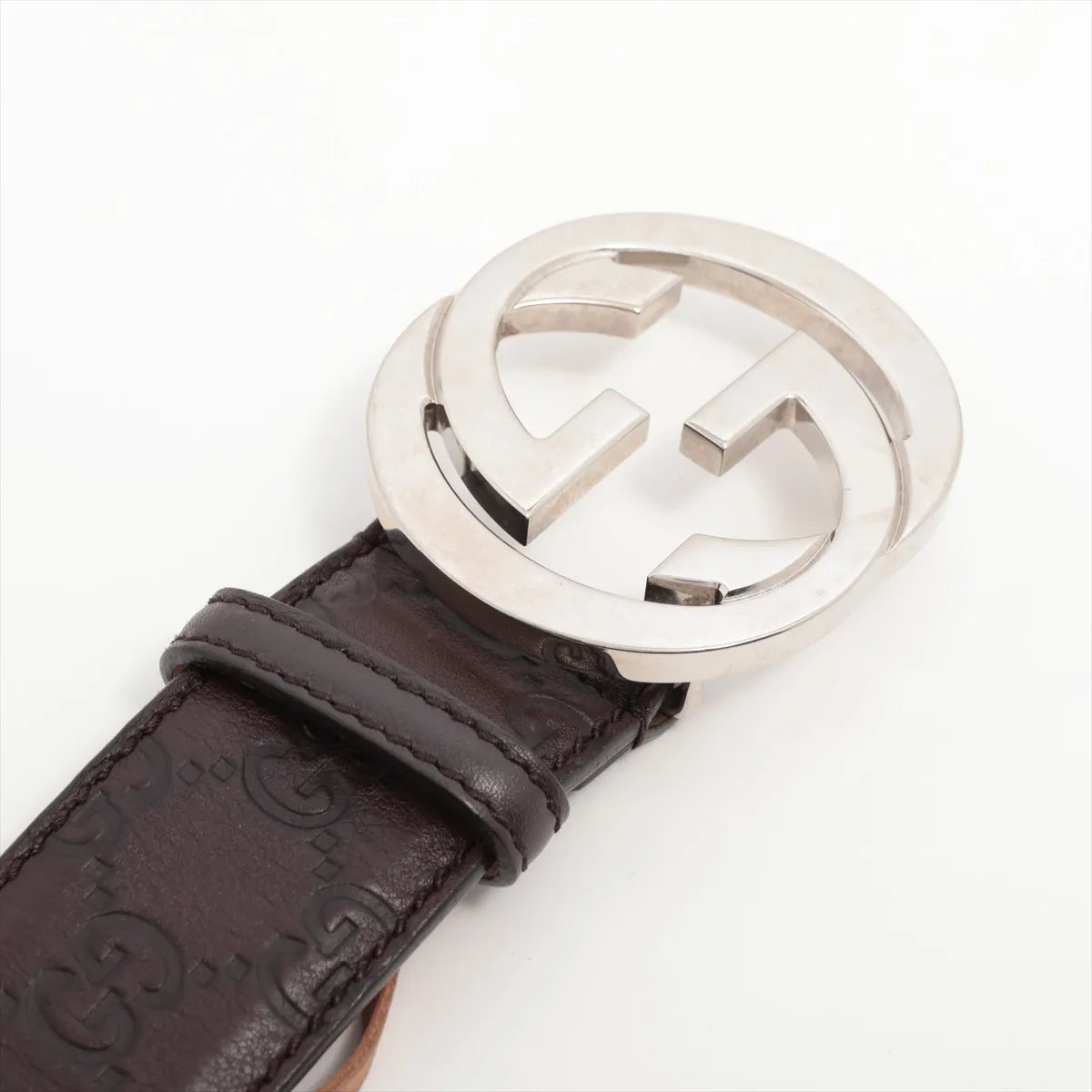 Gucci Interlocking GG Leather Belt Brown