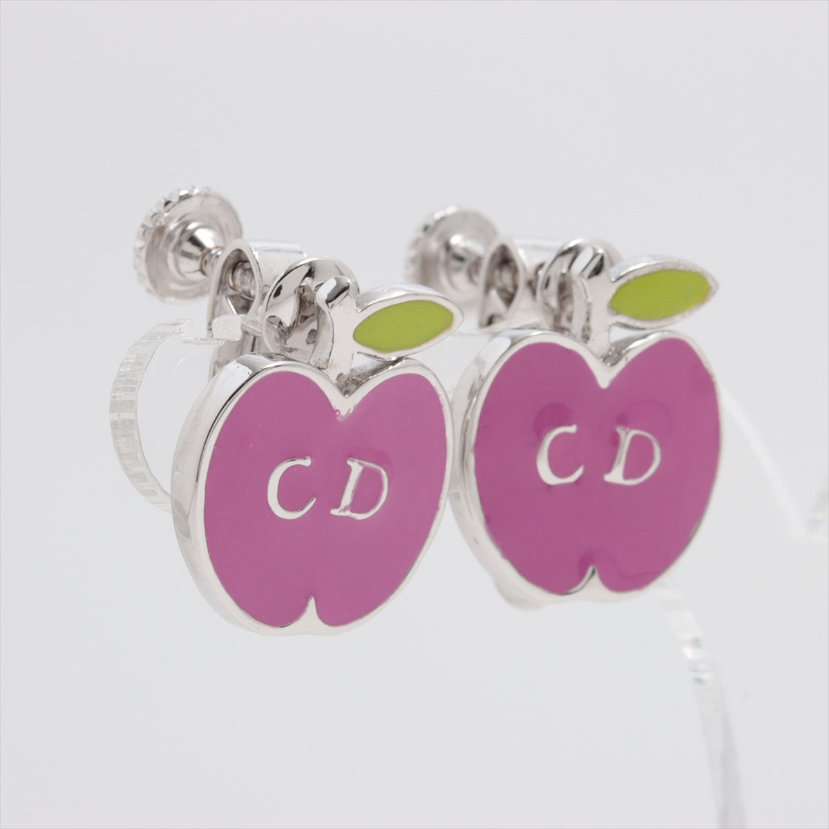 Christian Dior Pink Apple CD Logo Clip-On Earrings