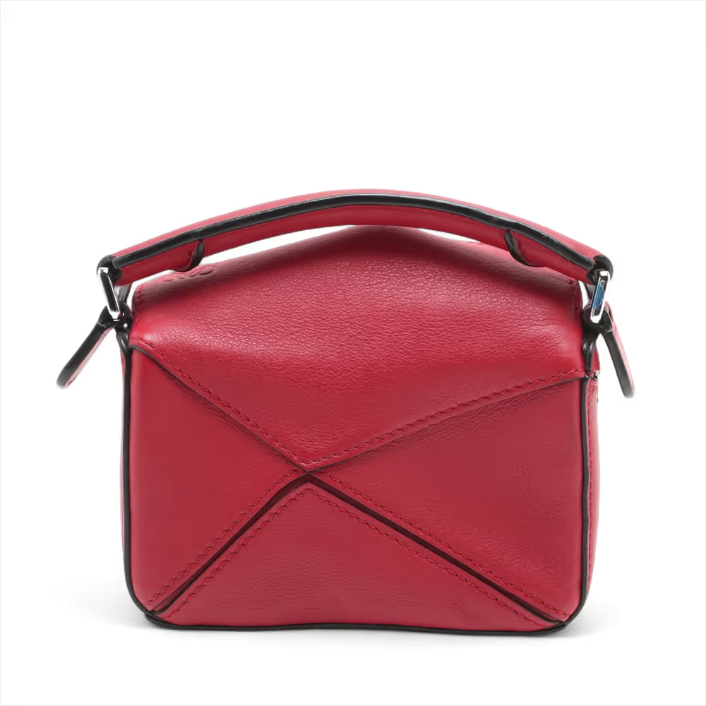 Loewe Nano Puzzle Leather Two-Way Handbag Red