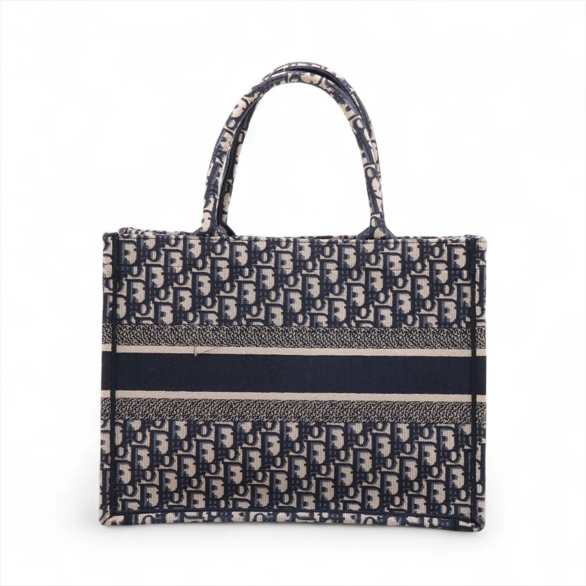 Christian Dior Oblique Book Tote Medium Canvas Bag Navy Blue