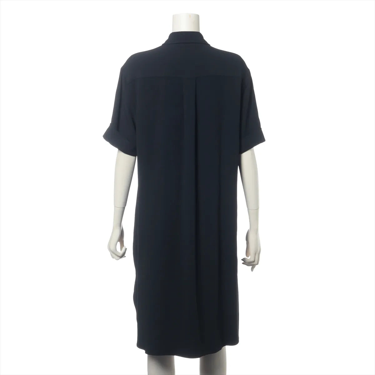 Etro Rayon Shirt Orange Rhinestone Button Knee Length Dress Black