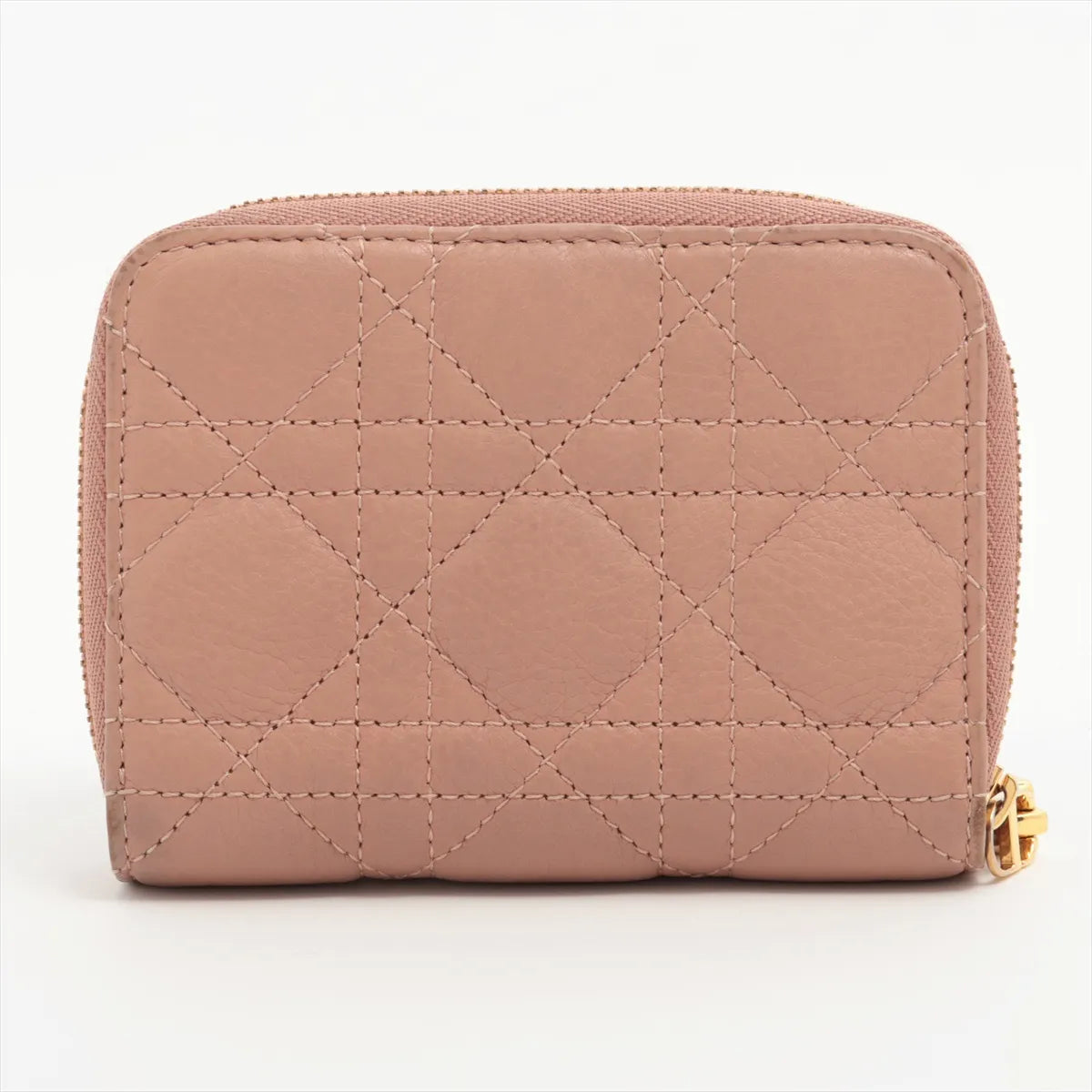 Dior Caro Scarlet Cannage Lambskin Compact Wallet Pink