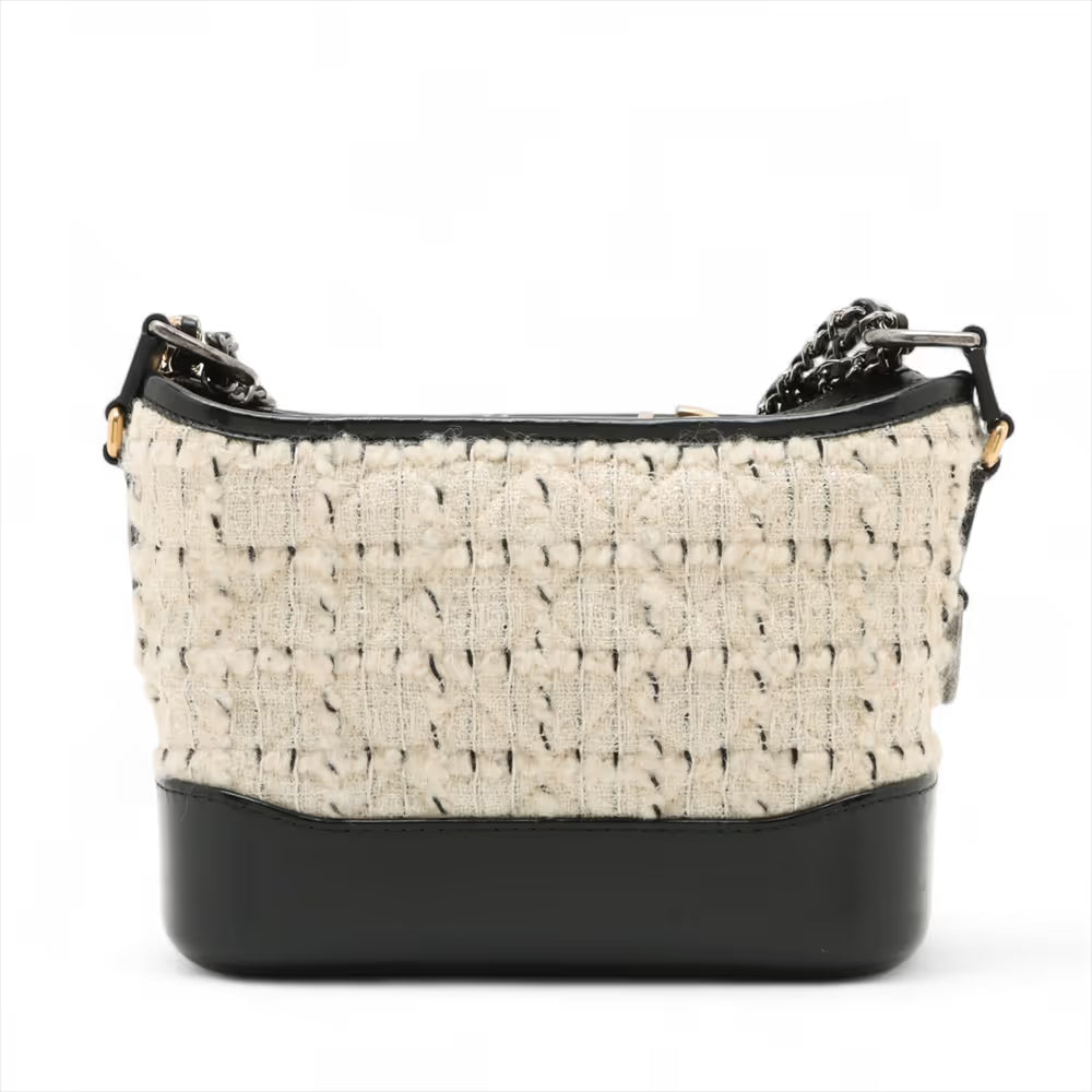 Chanel Matelasse Gabrielle Doo Tweed Leather Chain Shoulder Bag Black x White