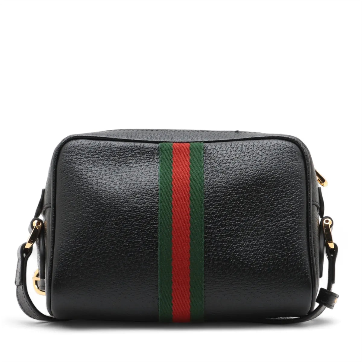 Gucci GG Logo Gucci Web Leather Shoulder Bag Black