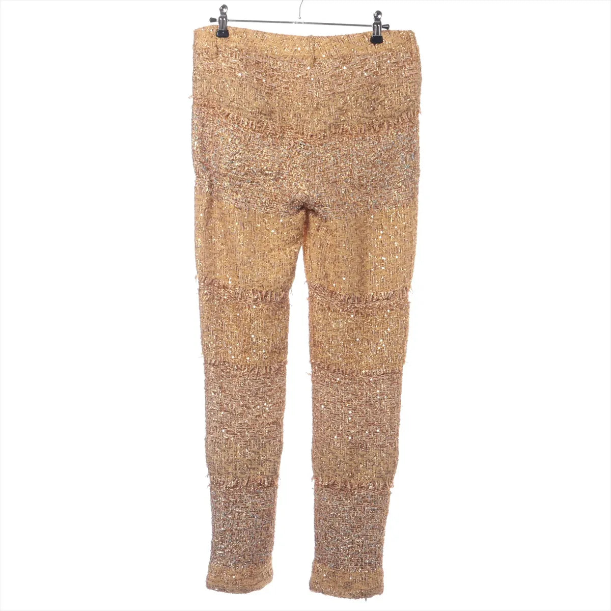 Chanel CC Logo Button Shimmer Polyester Pants Gold