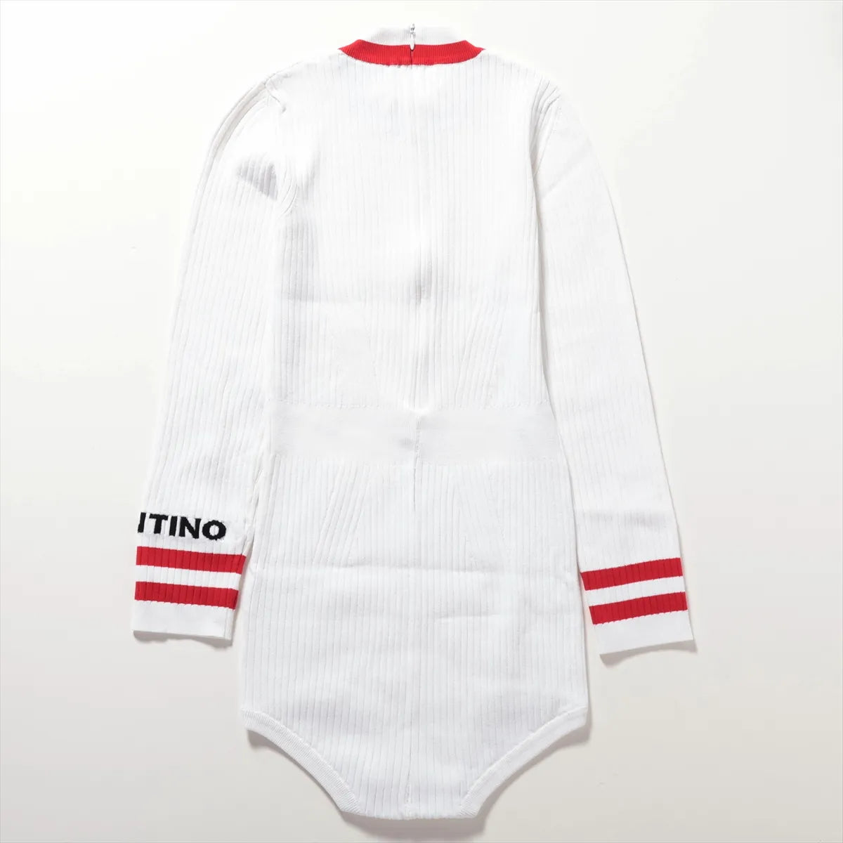 Valentino Rayon Ribbed Long Sleeve Bodysuit White