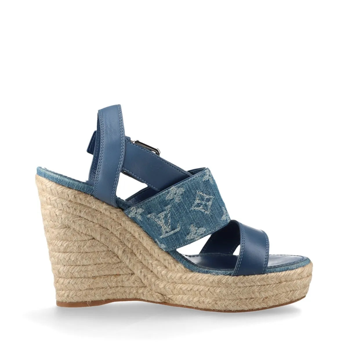 Louis Vuitton Monogram Starboard Denim Wedge Sandal Blue