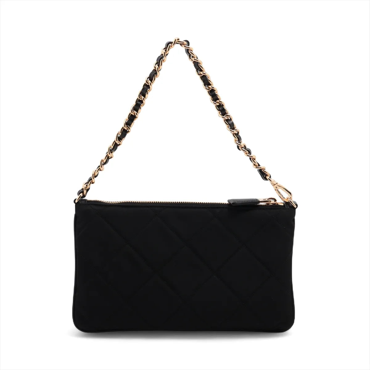 Prada Tessuto Nylon Leather Chain Shoulder Bag Black