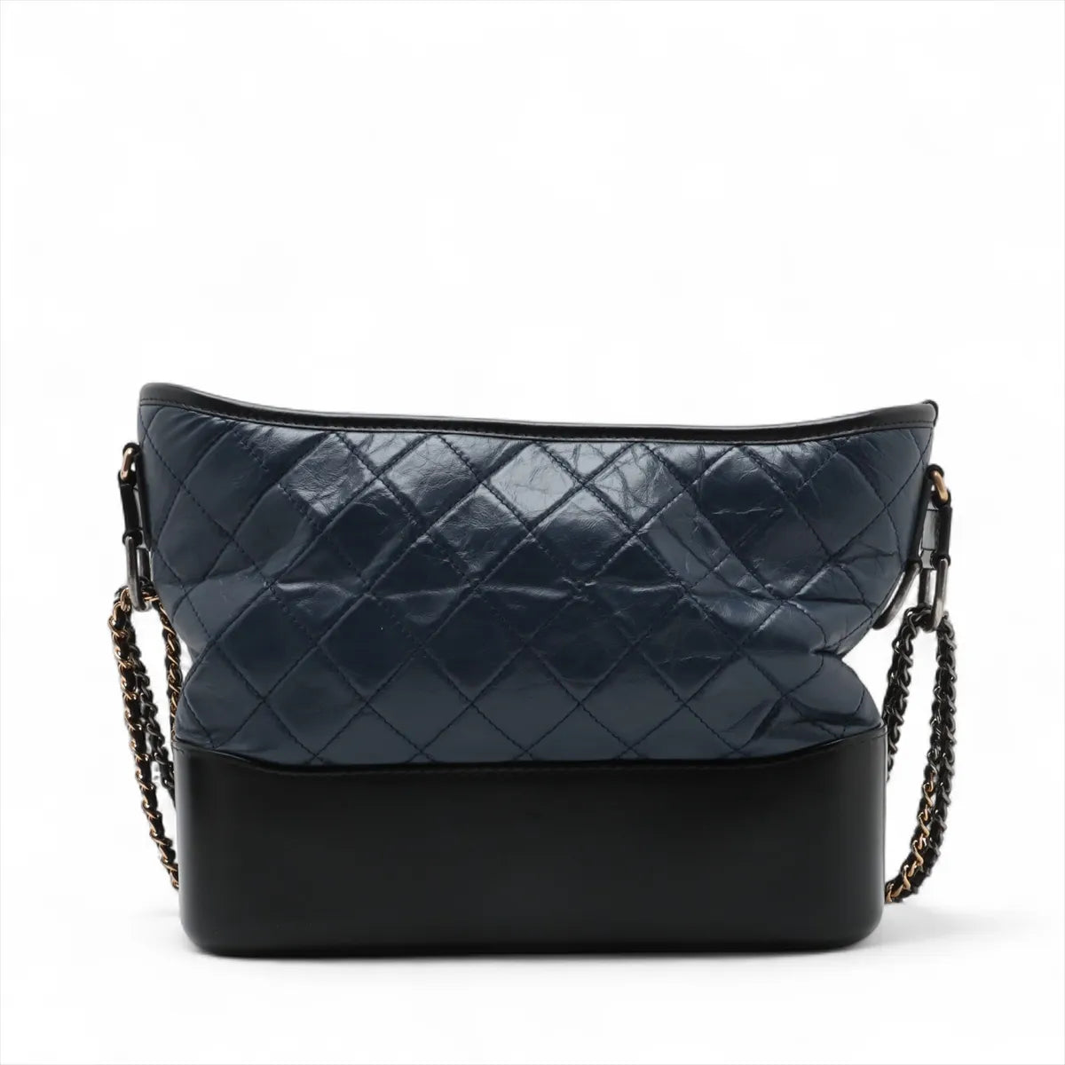 Chanel Vintage Gabrielle Doo Calf Chain Shoulder Bag Navy Blue x Black