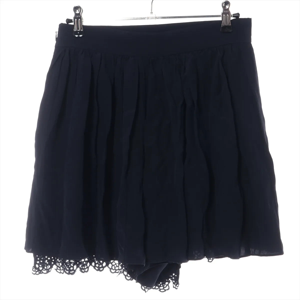 Chanel Flower Cut-out Silk Short Pants Navy Blue