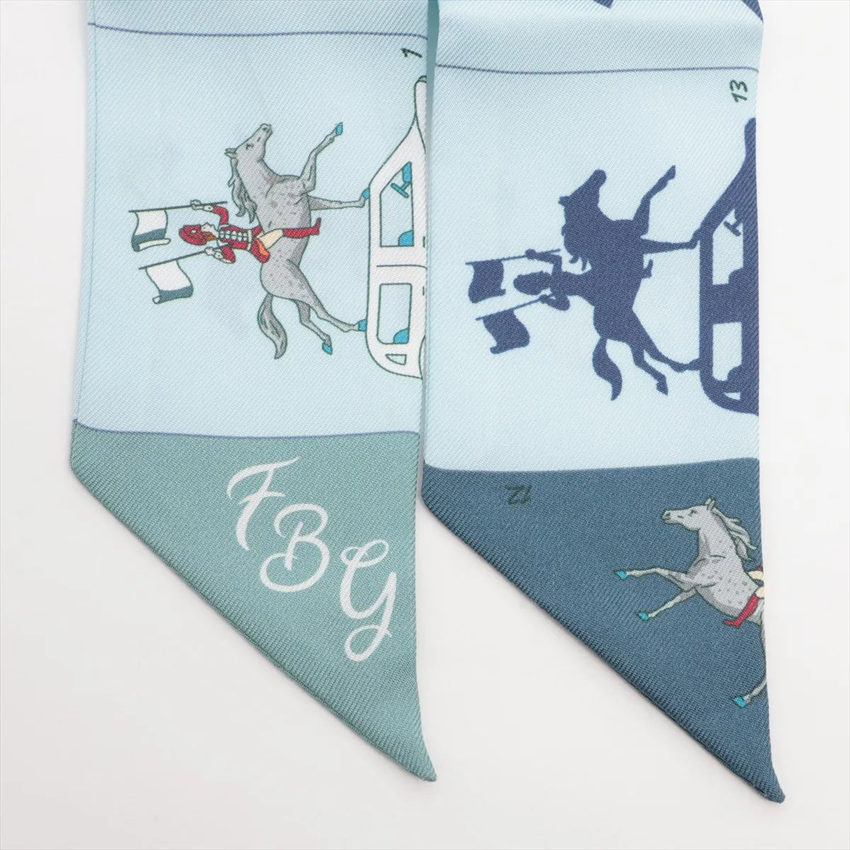 Hermes Twilly Parade Scarf Light Blue