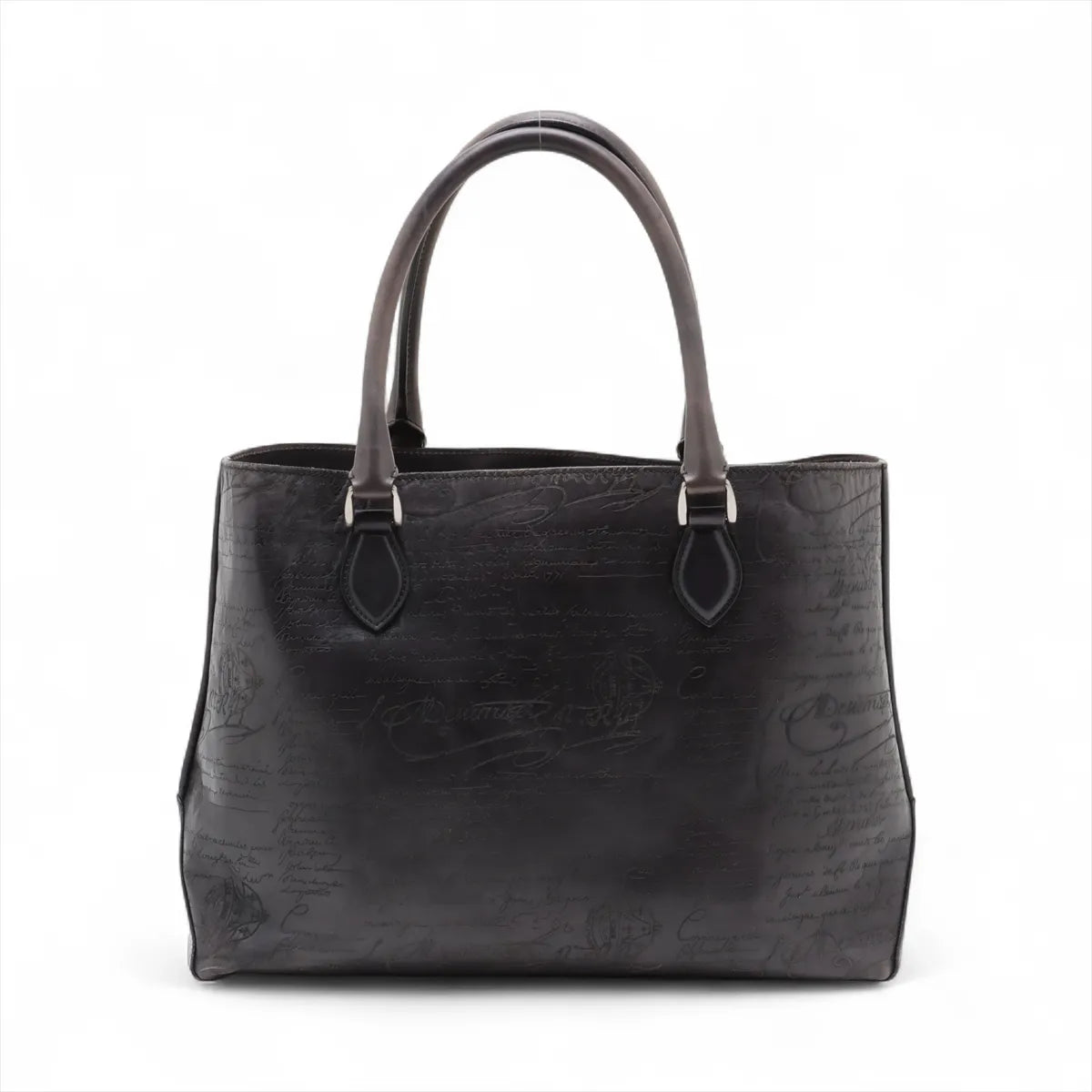 Berluti Calligraphy Toujour Leather Chain Tote Bag Black