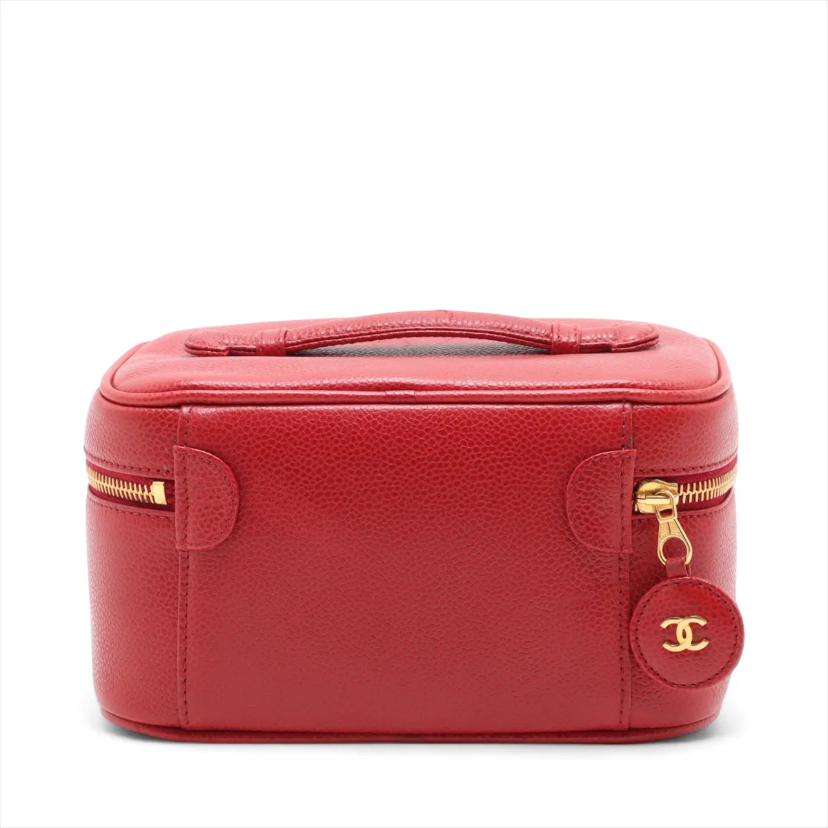 Chanel CC Logo Caviar Skin Vanity Bag Red