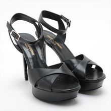 Load image into Gallery viewer, Saint Laurent Paris Leather Heel Sandals Black