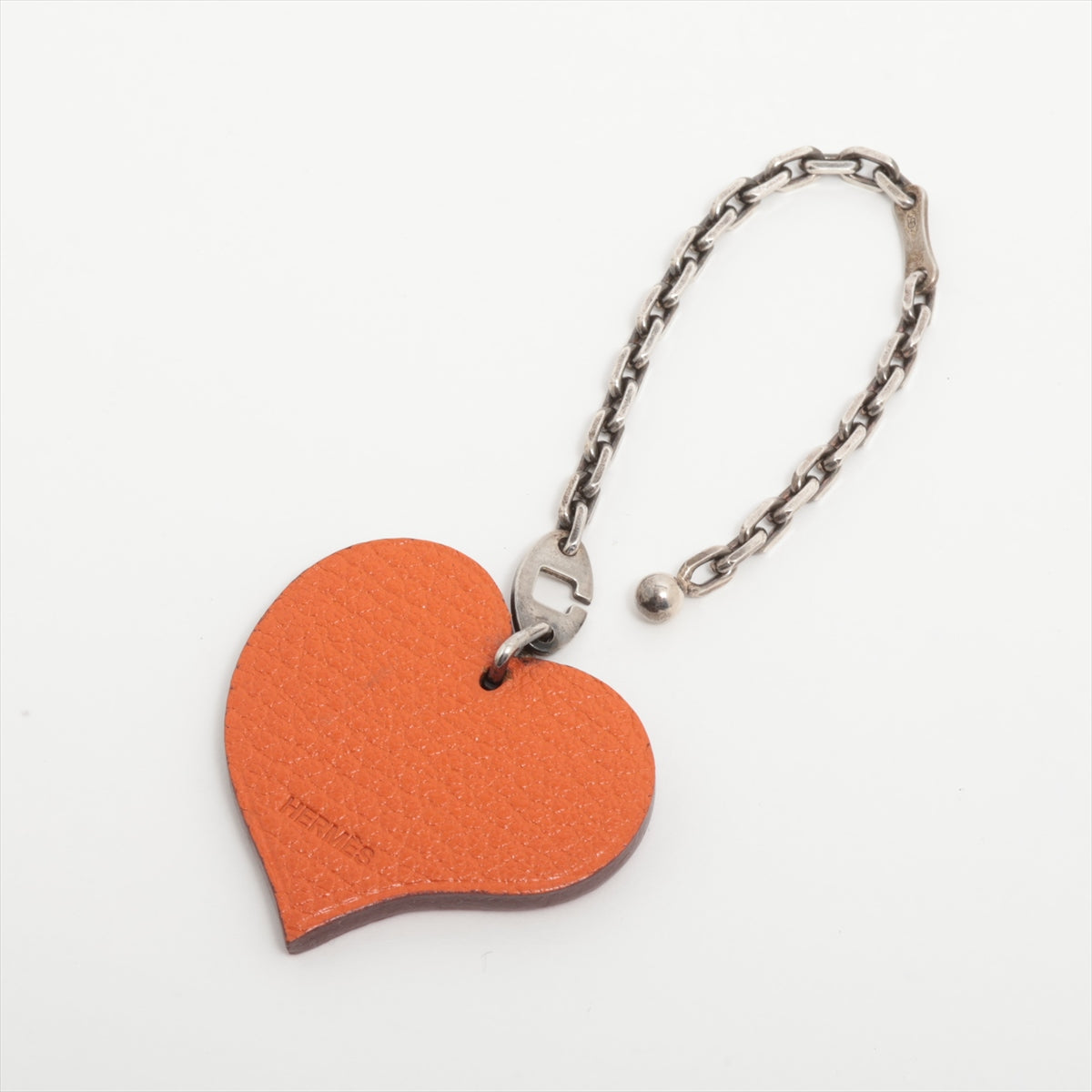 Hermès Heart Leather Bag Charm Fuchsia x Orange