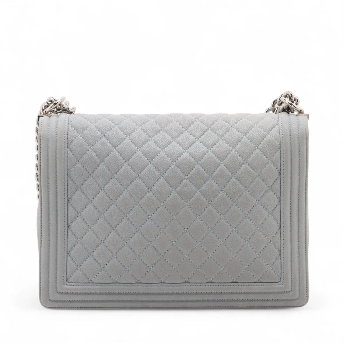 Chanel Boy Large Caviar Skin Chain Shoulder Bag Blue Gray