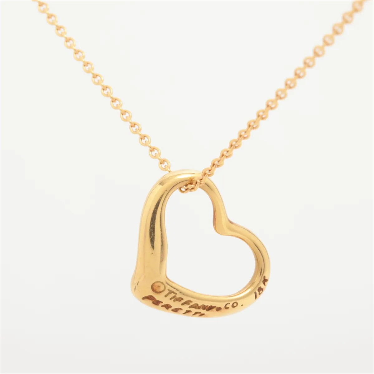 Tiffany & Co. Open Heart Pendant Necklace Yellow Gold