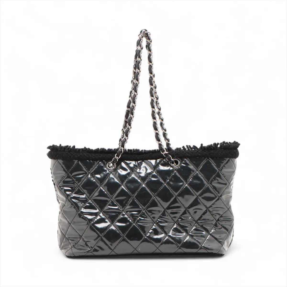 Chanel Matelasse Vinyl x Boa Chain Tote Bag Black