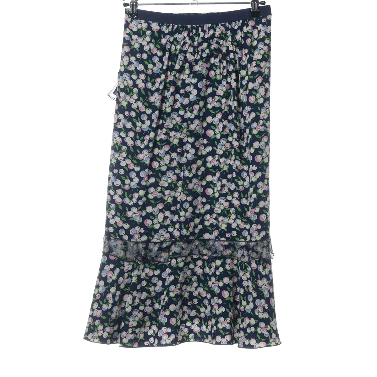 Louis Vuitton Floral Silk Acetate Skirt Navy Blue