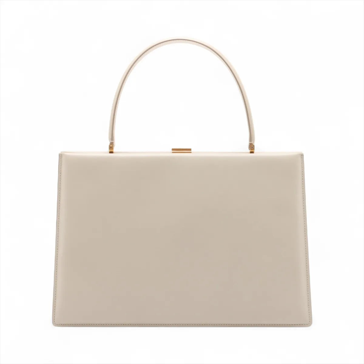 Celine Clasp Medium Leather Handbag Beige