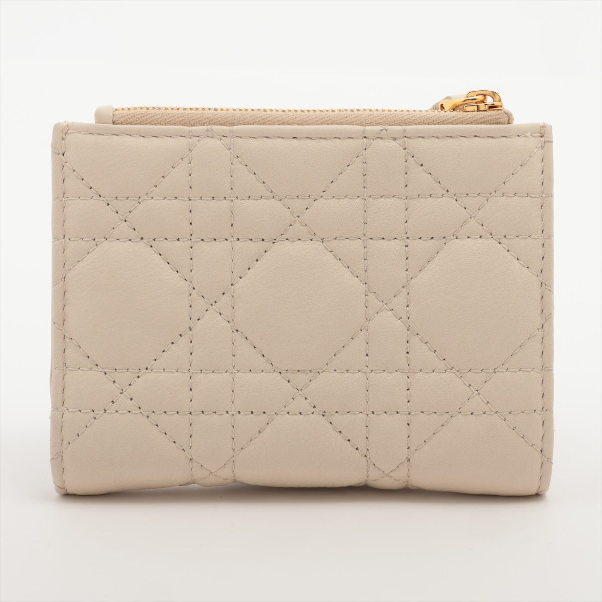 Dior Caro Dahlia Cannage Calfskin Wallet Dusty Ivory