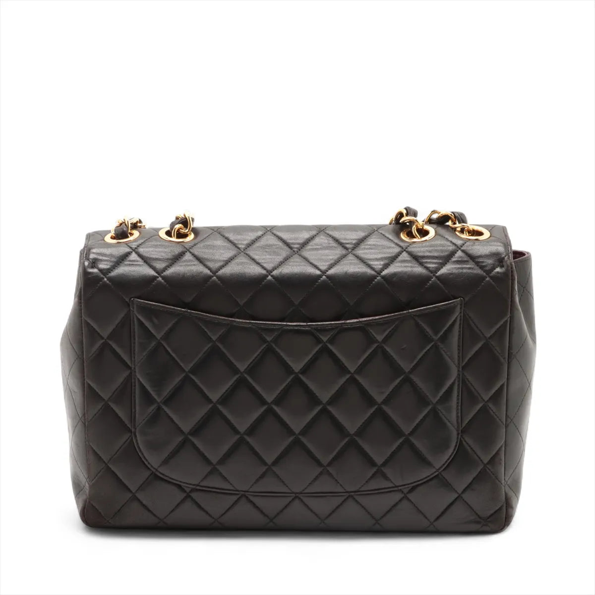Chanel Dekamatrasse 30 Large Lambskin Double Flap Double Chain Bag Black