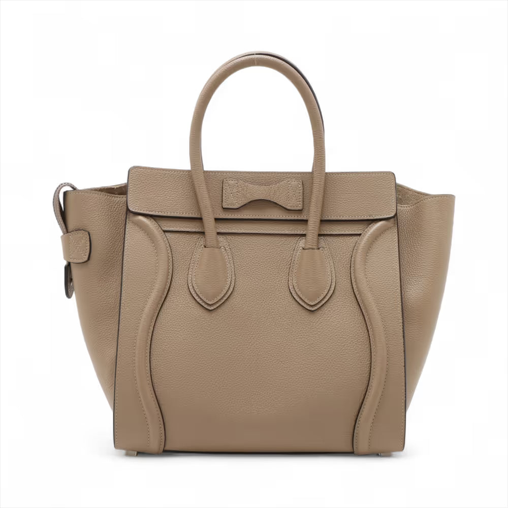 Celine Luggage Micro Shopper Leather Handbag Beige