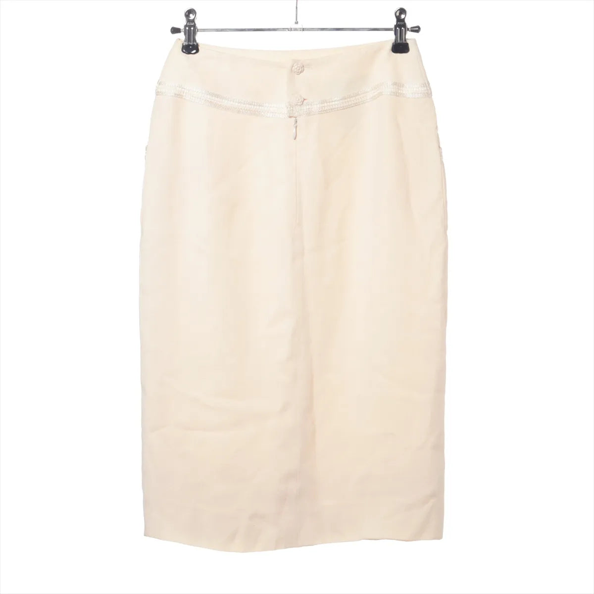 Chanel Camelia Button Skirt Ivory
