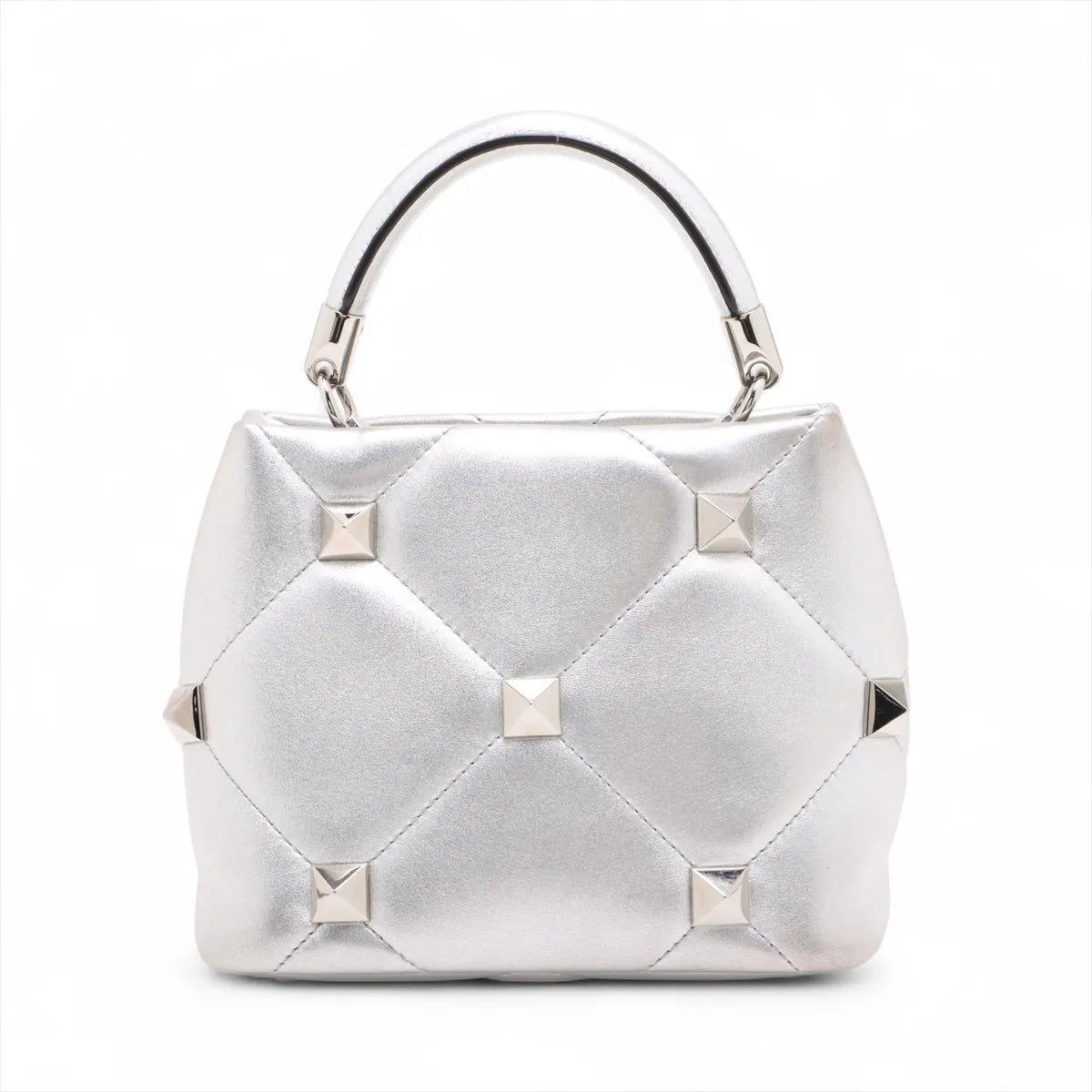 Valentino Garavani Rockstud Two-Way Shoulder Bag Metallic Silver