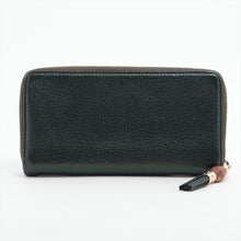 Load image into Gallery viewer, Gucci Bamboo Tassel  Leather Zip Round Wallet  Metallic Green