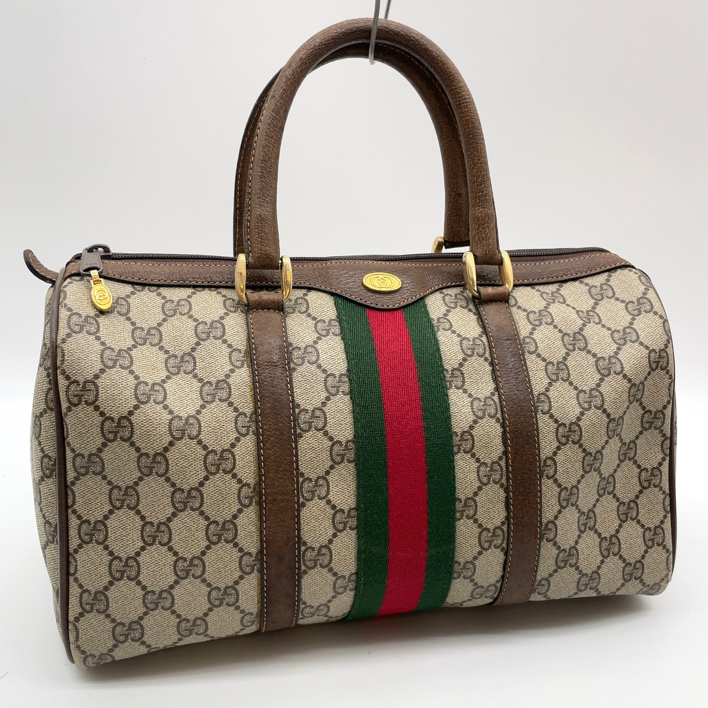Gucci GG Supreme PVC Sherry Line Boston Bag Beige
