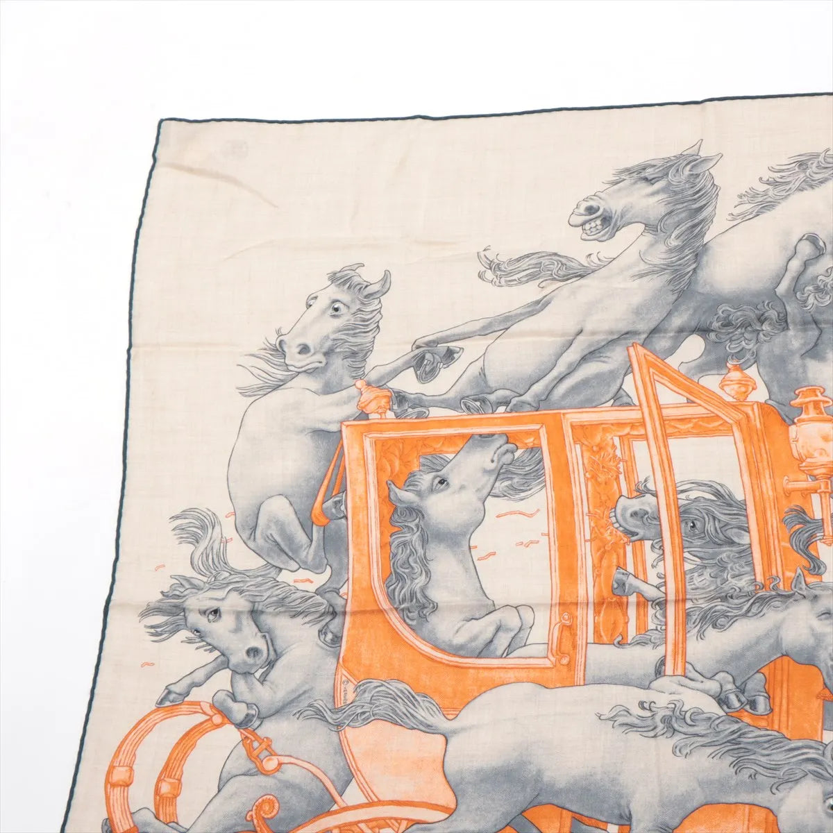 Hermès Carré 100 Grand Carrosse Royal Scarf Beige x Orange