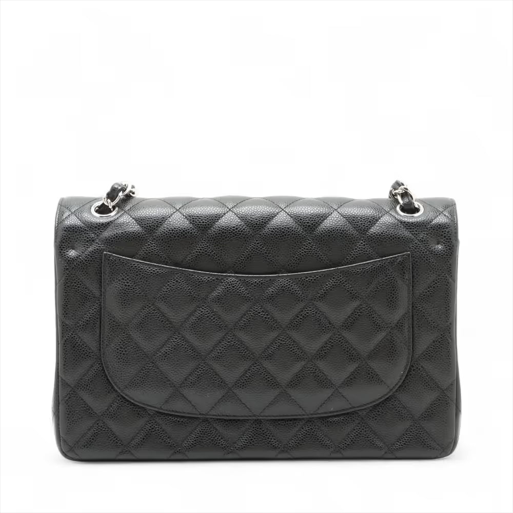Chanel 30 Large Caviar Skin Double Flap Double Chain Bag Black