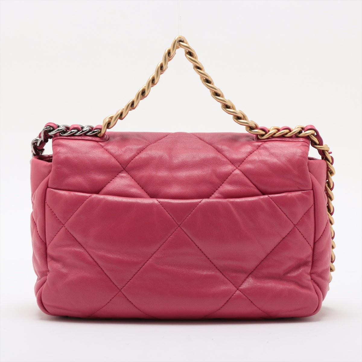 Chanel 19 Matelasse Lambskin Chain Shoulder Bag Hot Pink