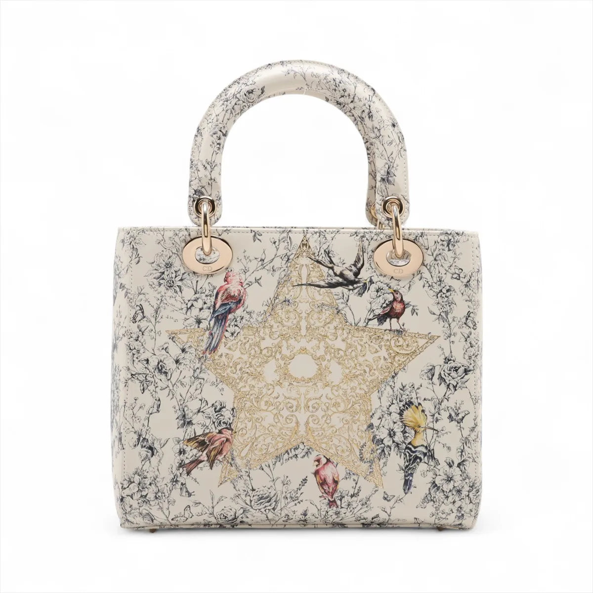 Christian Dior Lady Dior Floral Two-Way Handbag White