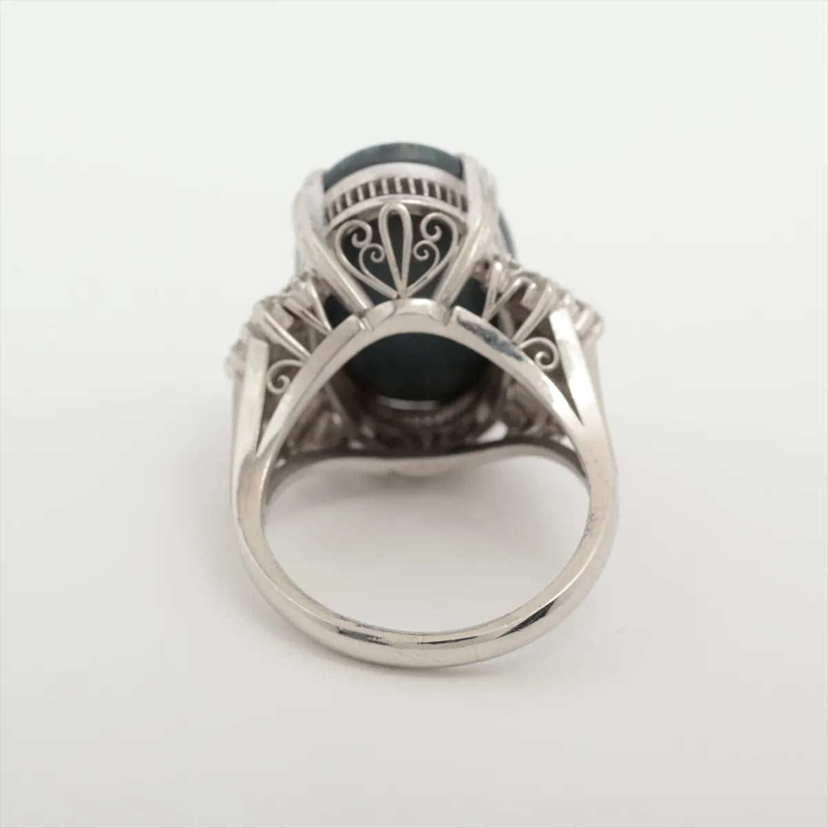 Black Opal Diamond Ring Platinum