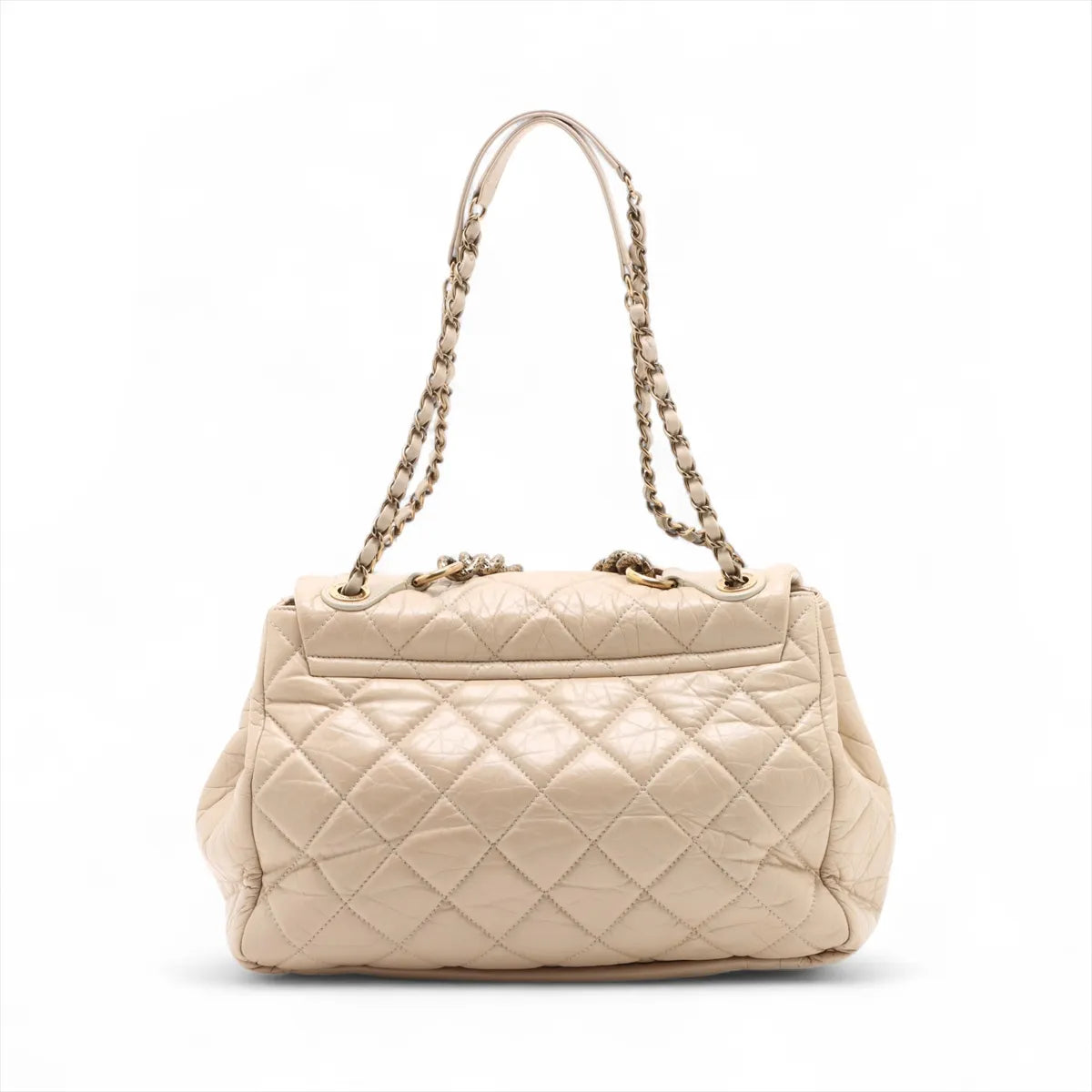 Chanel CC Logo Matelasse Vintage Calf Two-Way Shoulder Bag Beige