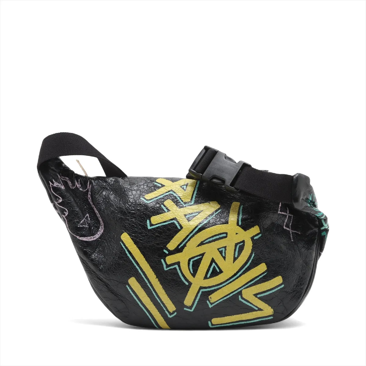 Balenciaga Graffiti Explorer Leather Sling Backpack Black