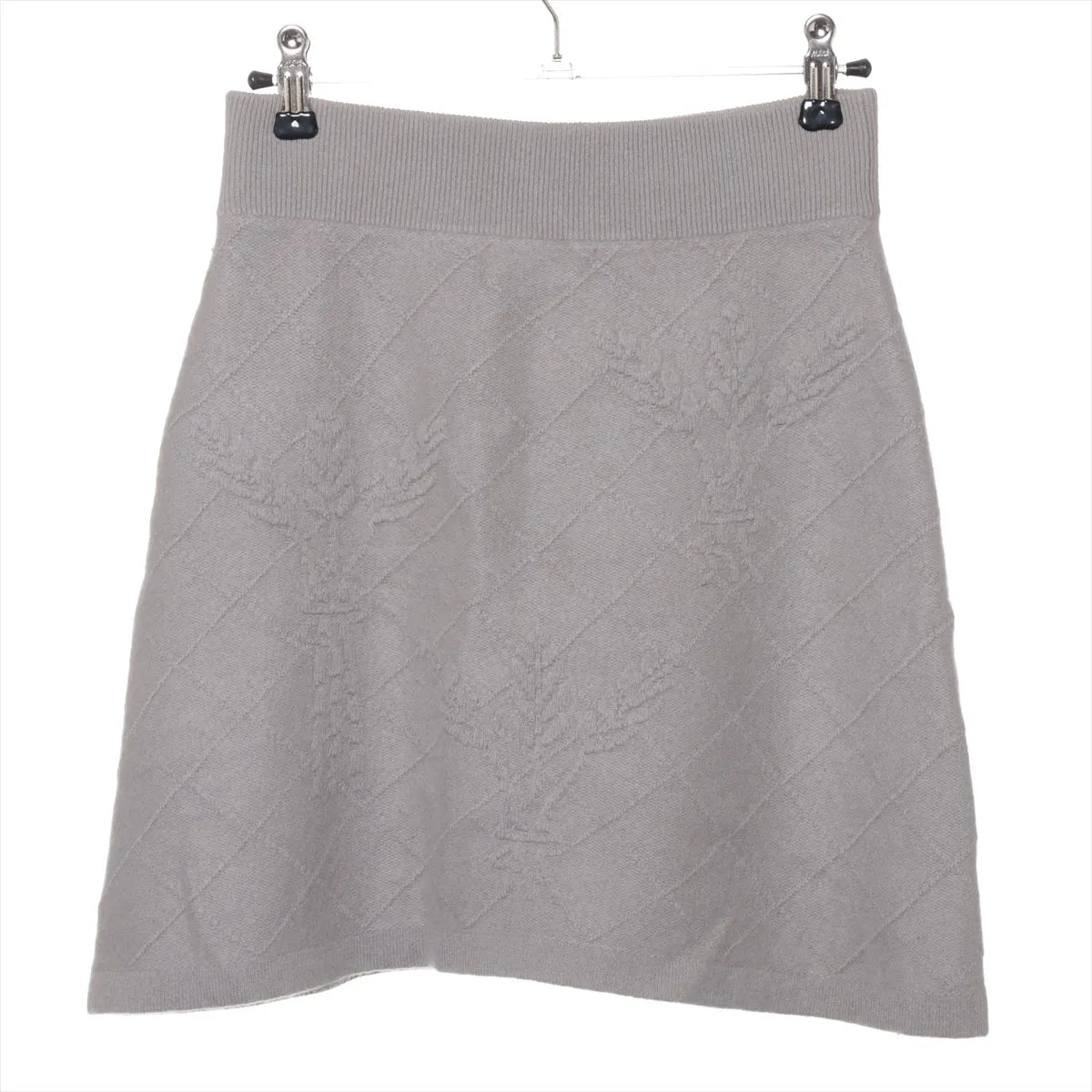 Chanel Matelasse Knit Skirt Gray
