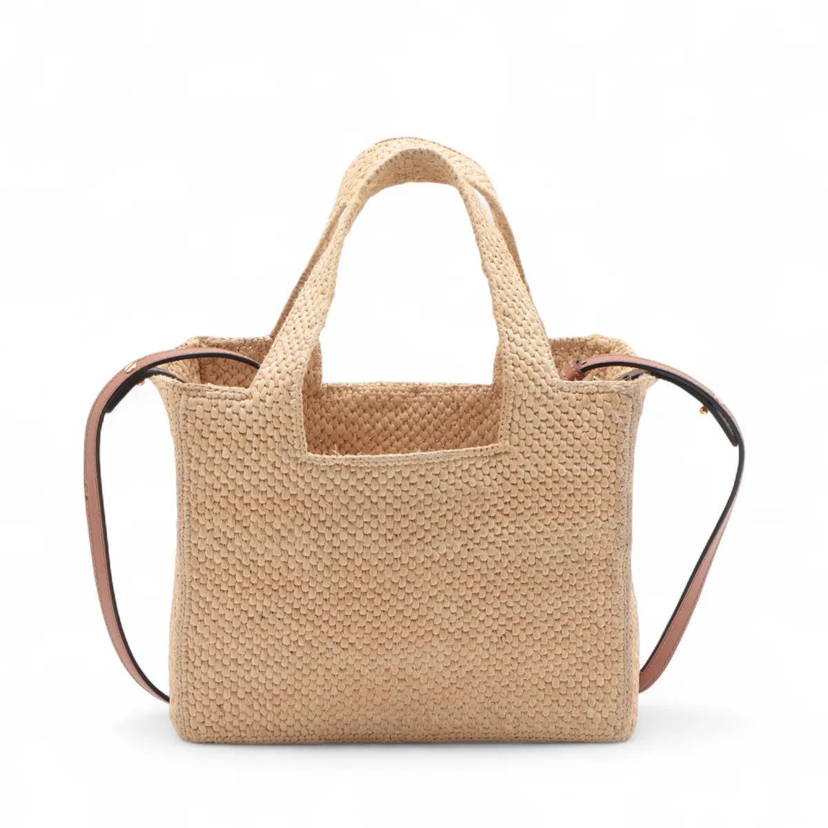 Loewe Small Raffia Leather Two-Way Tote Bag Beige