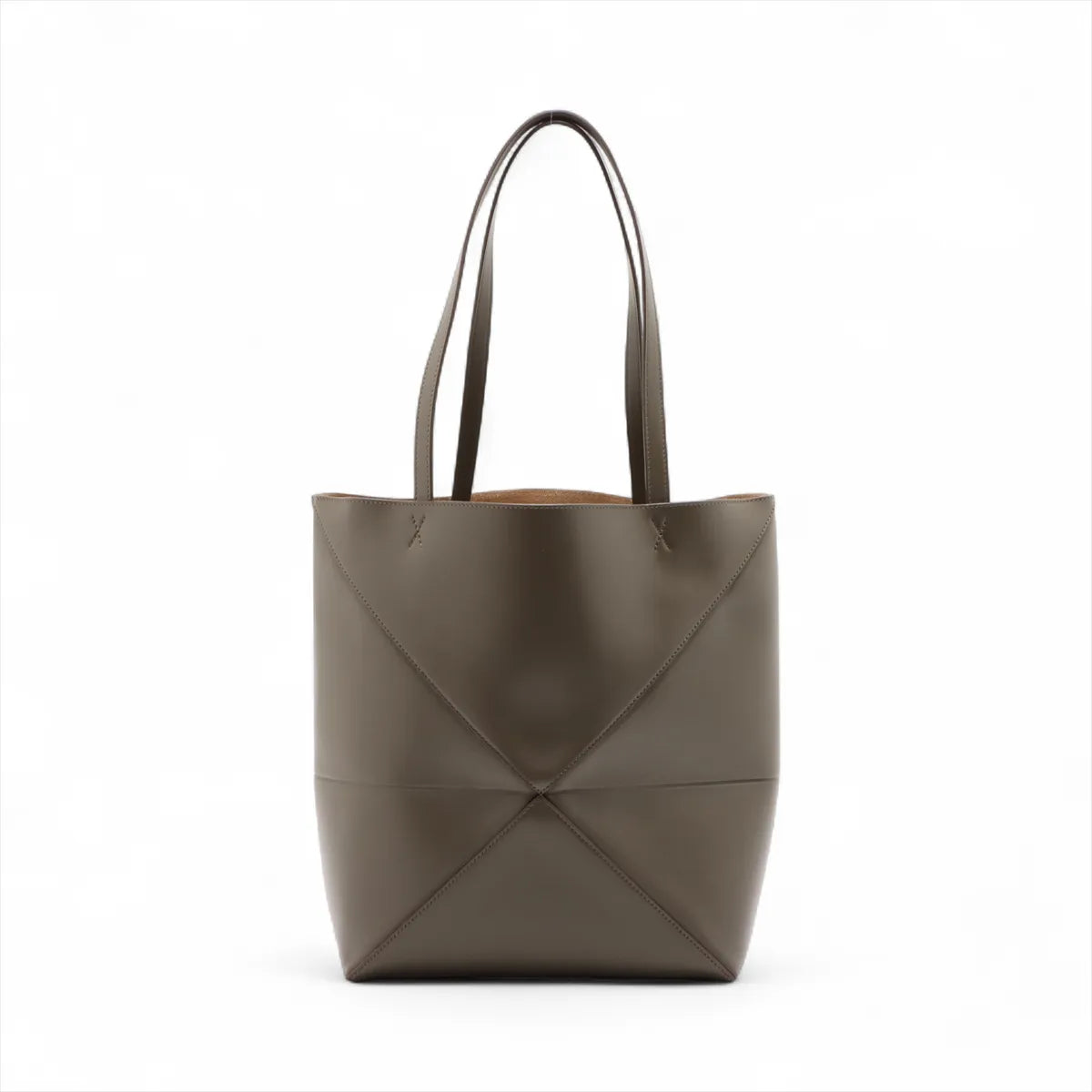 Loewe Puzzle Fold Medium Leather Tote Bag Khaki